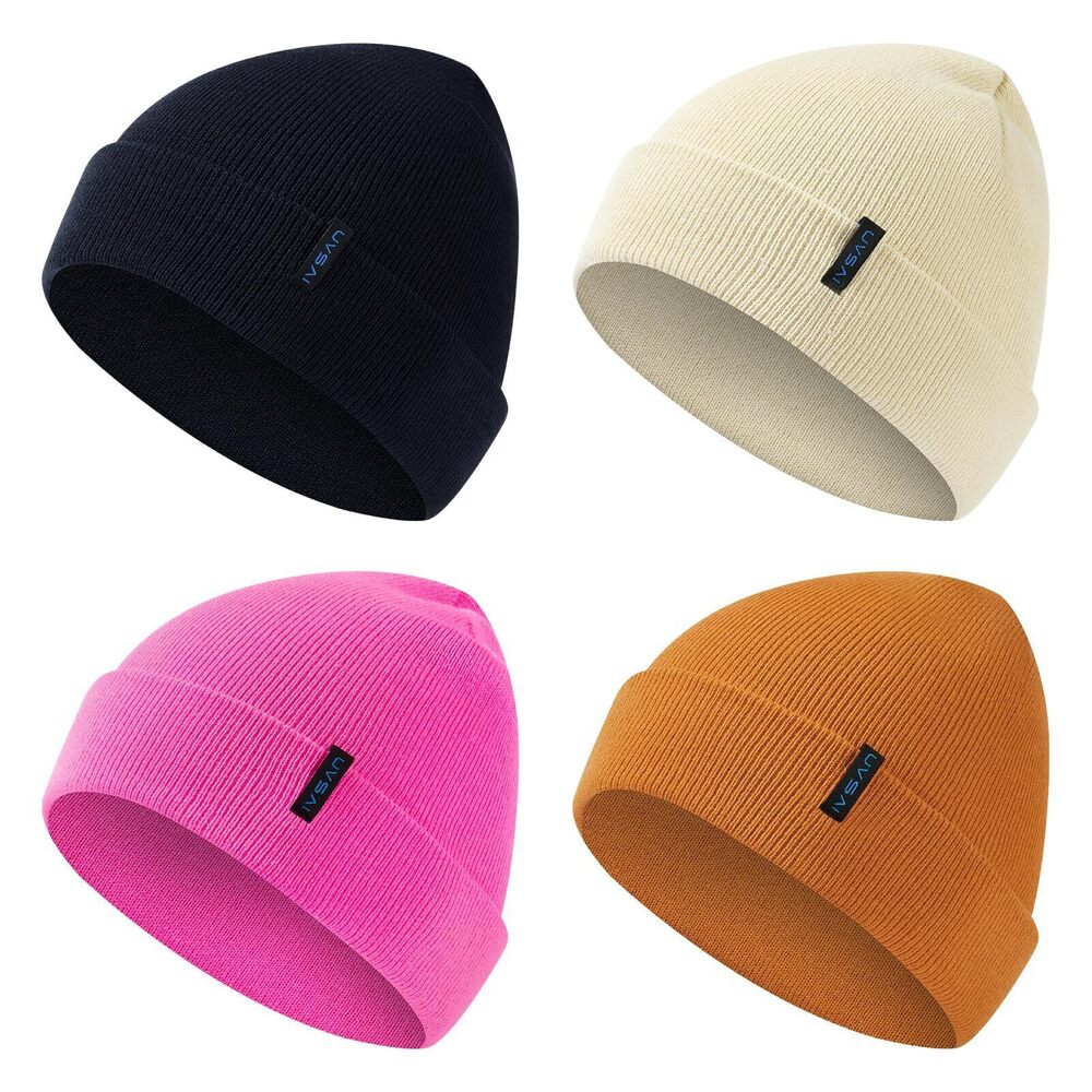 1137 4 Pack Beanies Winter Soft Warm Hats Cozy Knitted Cuffed Unisex Skull